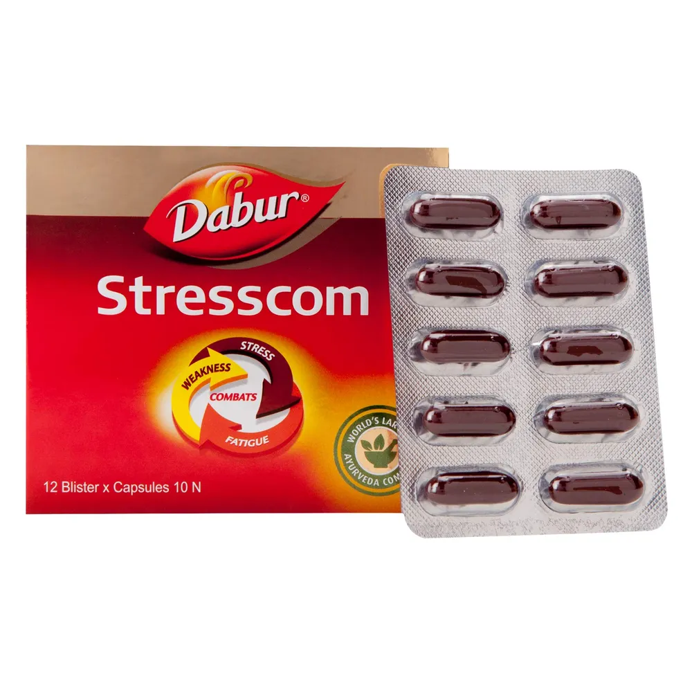 Stresscom Ashwagandha 12 Strips X 10 Capsules- DABUR