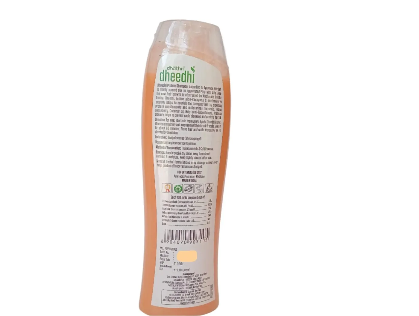 Dheedhi - Hair Fall Control Protein Herbal Shampoo - 100 ml