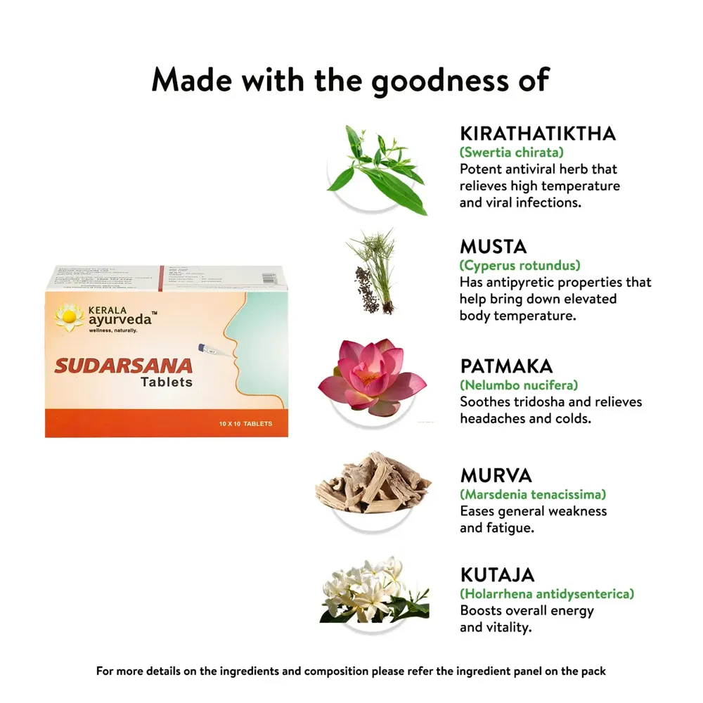 Sudarsana Tablet - 100 Nos - Kerala Ayurveda