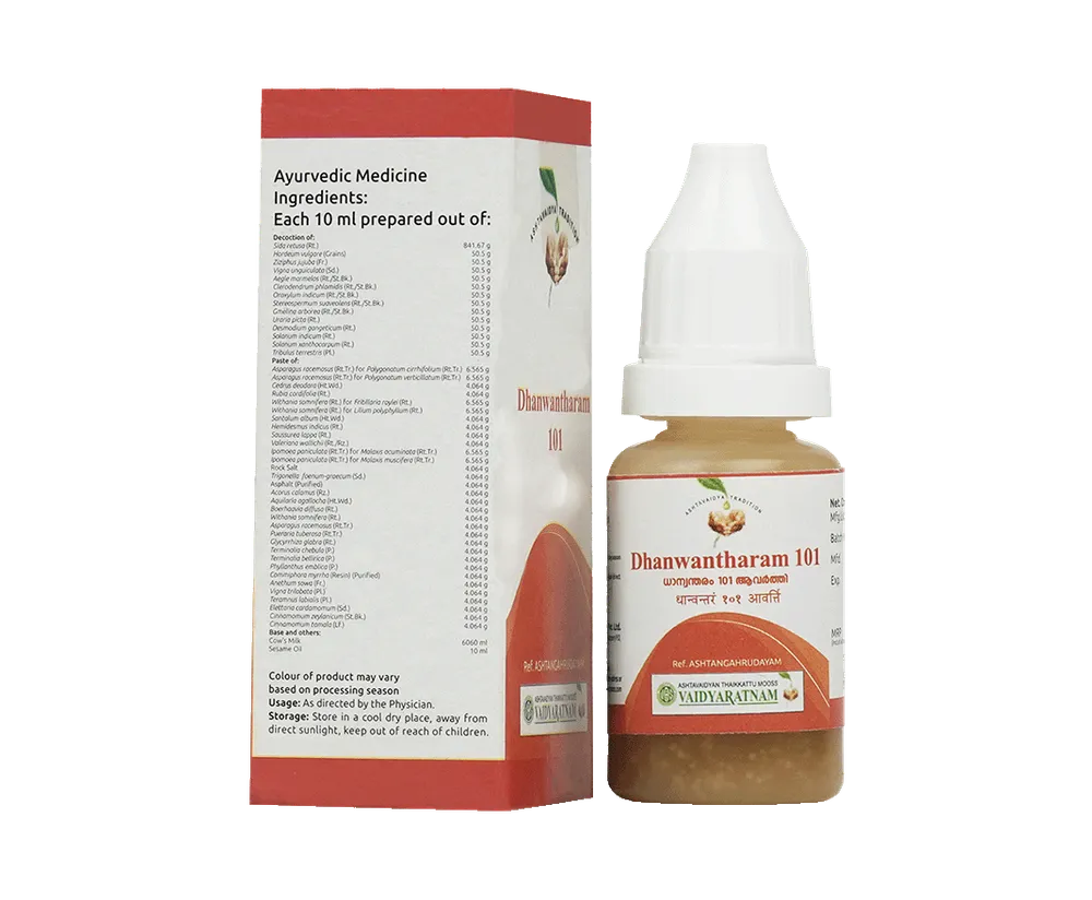 Dhanwantharam Thailam (101) Avarthy - 10ML - Rajah Ayurveda