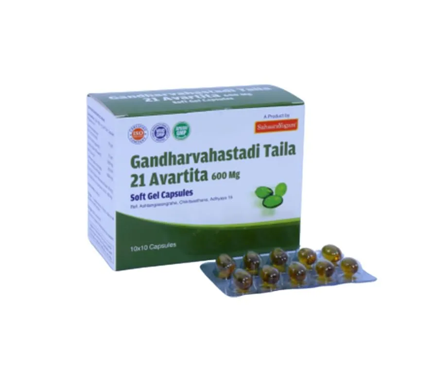 Gandharvahastadi Thailam Softgel Capsules - (10x10)nos(750mgm) - SKM SIDDHA AND AYURVEDA