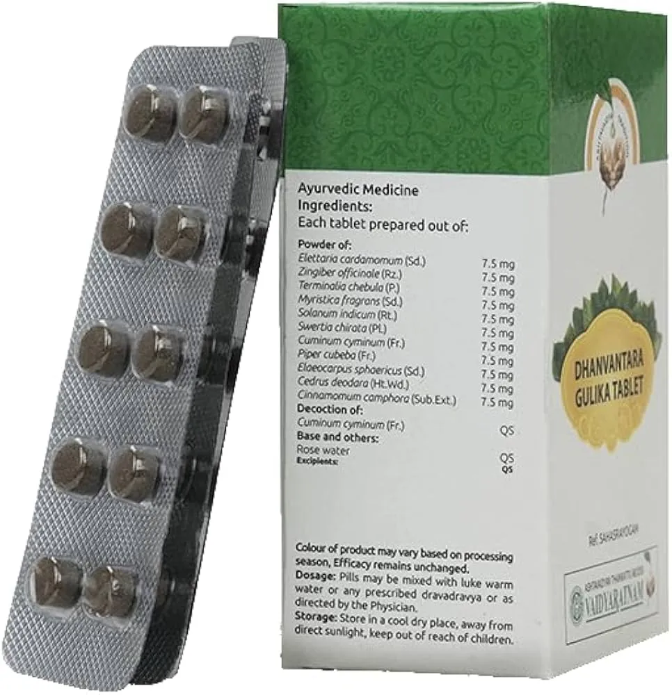 Dhanwantharam Gulika Tablet - Vaidyaratnam 100 Nos
