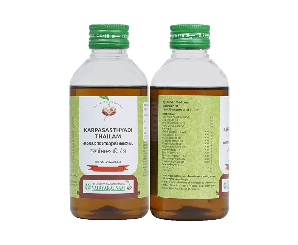 Karpasasthyadi Thailam - Vaidyaratnam Ayurveda -200ml - 450ML