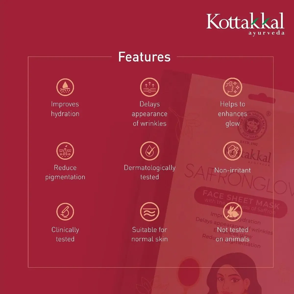 Saffronglow - Face Sheet Mask - KOTTAKKAL ARYA VAIDYASALA