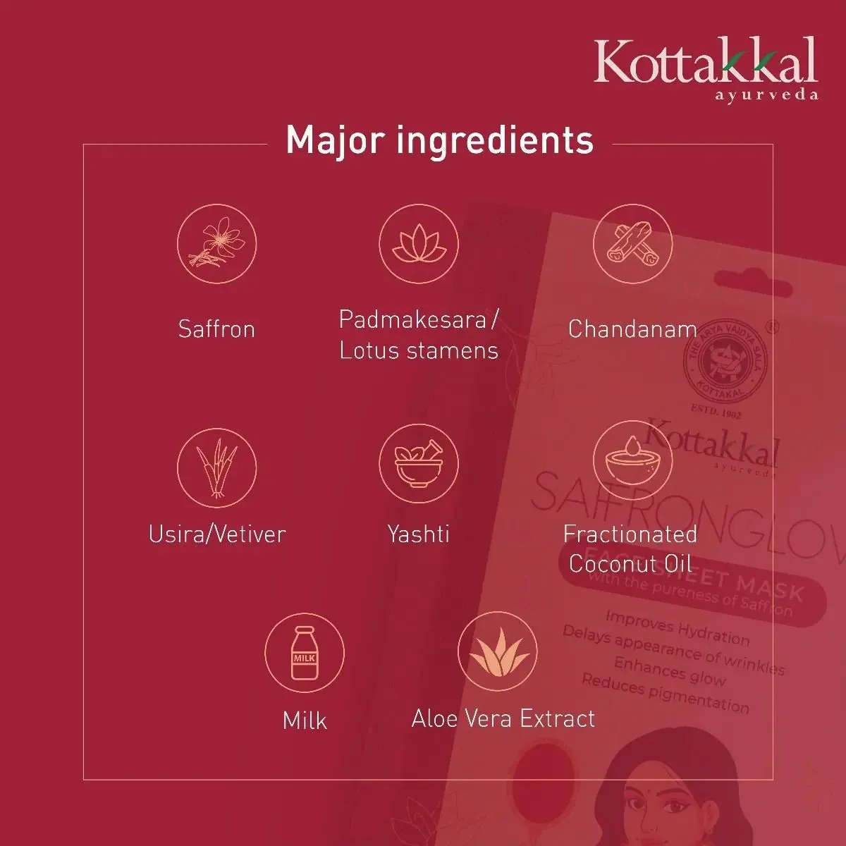 Saffronglow - Face Sheet Mask - KOTTAKKAL ARYA VAIDYASALA