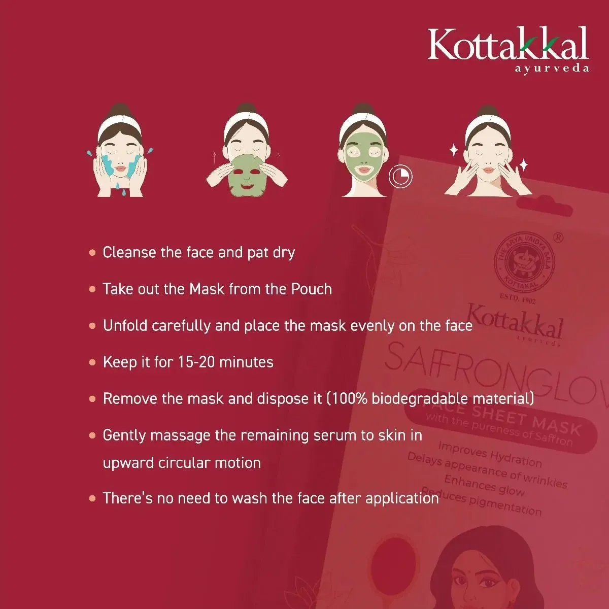 Saffronglow - Face Sheet Mask - KOTTAKKAL ARYA VAIDYASALA