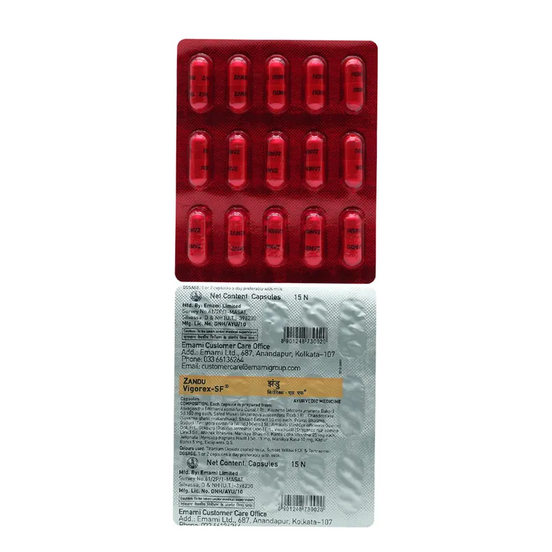 Vigorex S.F. Capsules 15 Nos – Zandu | Ayurvedic Men's Wellness Supplement
